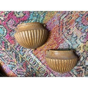 2 Vintage Homco Wall Pockets/Planters Home Interiors Faux Wood